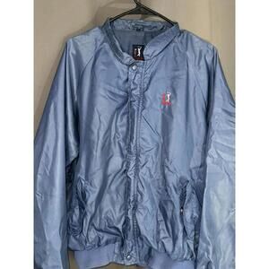 PGA TOUR Blue Windbreaker Jacket – Size L, Snap Front, Logo Chest, Vintage Golf